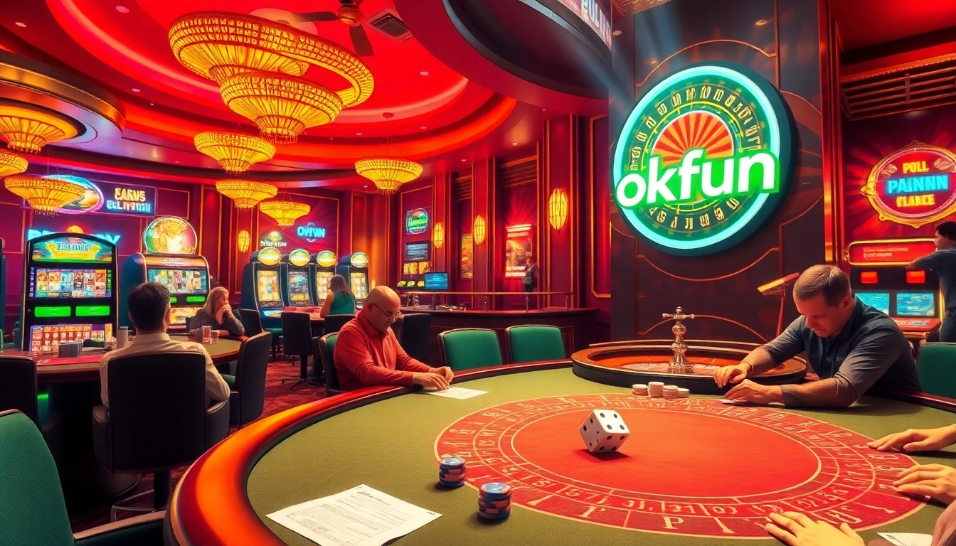 Experience the excitement at OKFun casino, where vibrant slot machines and engaging poker tables invite you to join the thrilling world of gambling.